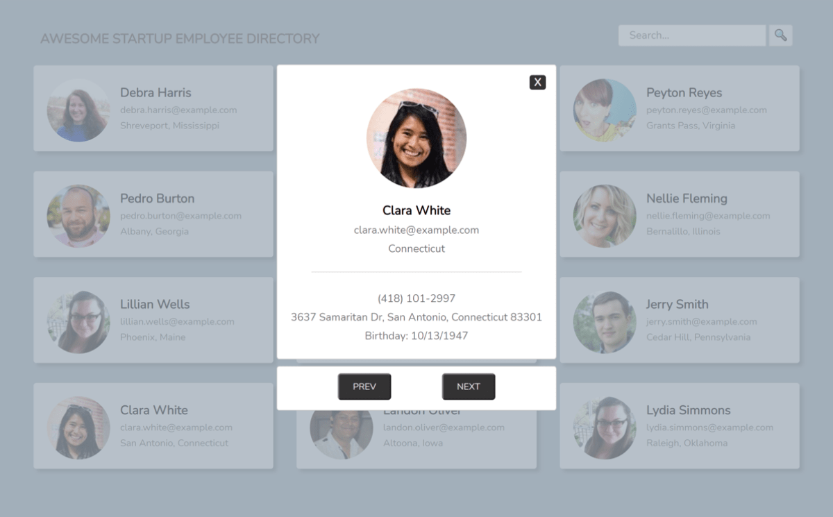 Pop up modal view
